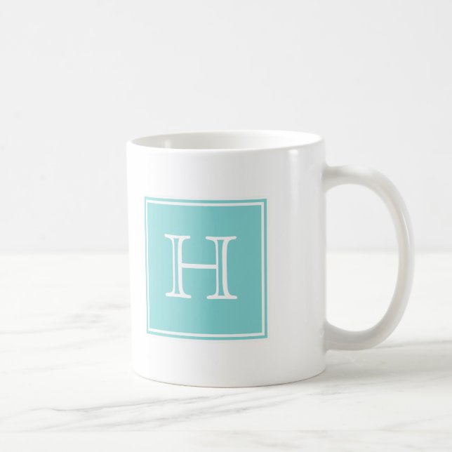 Caneca De Café Turquoise Square Monograma Mug (Direita)