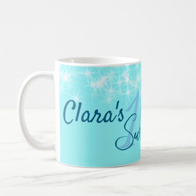 Caneca De Café Turquoise teal agate doce 16 anos adicione nome da (Esquerda)