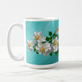 Caneca De Café Turquoise White Flower Tea Mug