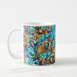 Caneca De Café Turtle Colorful mosaico art
