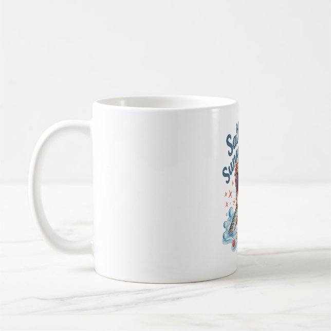 Caneca De Café Turtle Floral Summer Beach (Esquerda)