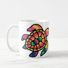 Caneca De Café Turtledye Colorida: Uma Tartaruga Vibrante em Cora