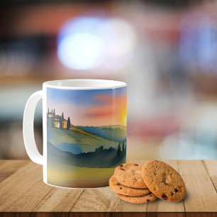 Caneca De Café Tuscany Hills Scenic Watercolor