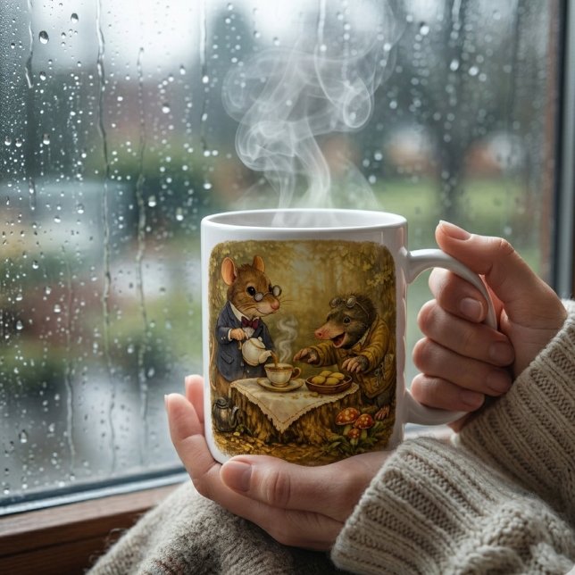 Caneca De Café Tux & Twitch Woodland Tea Time (Criador carregado)