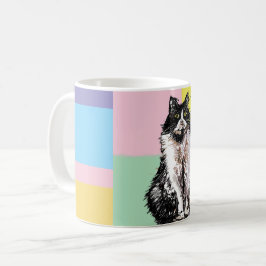 Caneca De Café Tuxedo Cat Pastel Cores Rosa Meninas Rosa Nome