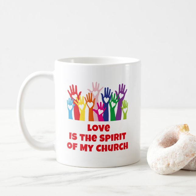 Caneca De Café TVUUC Hearts/Hands LOVE é o Espírito (Com Donut)