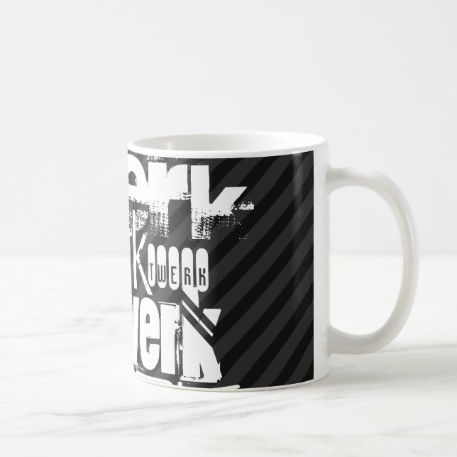 Caneca De Café Twerk; Preto & obscuridade - listras cinzentas (Direita)