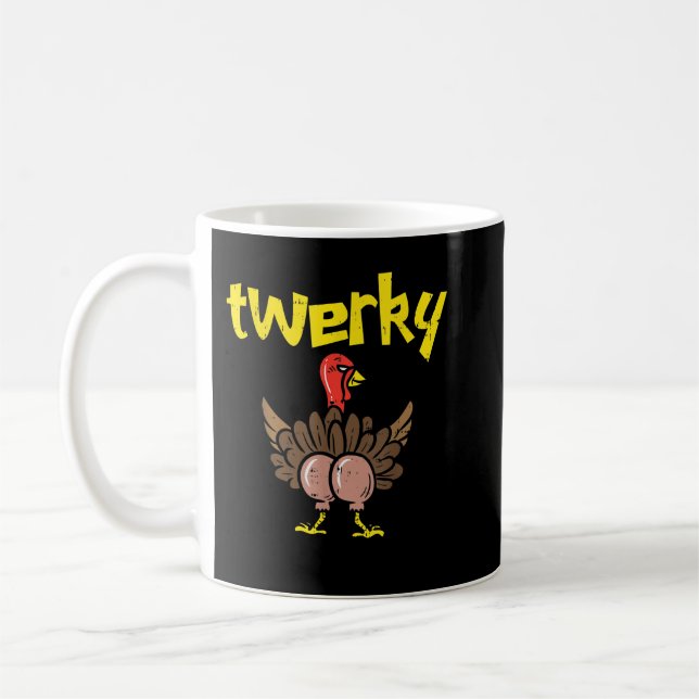 Caneca De Café Twerky Turkey Butt Funny Thanksgiving Twerk Dance  (Esquerda)
