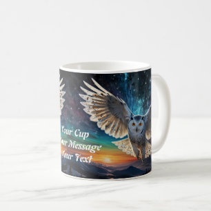 Caneca De Café Twilight Sentinel: Coruja em Voo no Sunset