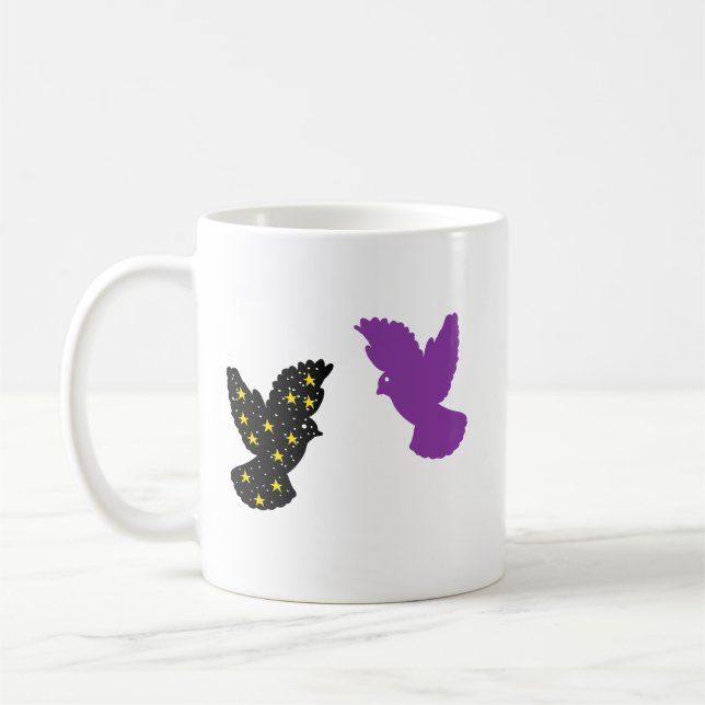 Caneca De Café Two Birds Zodiac Mug • Dual Celestial Silhouette (Esquerda)