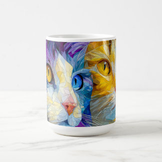Caneca De Café Two Purple and Yellow Cats