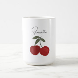 Caneca De Café Two Red Cherries Illustration | Cute Fruit Art 