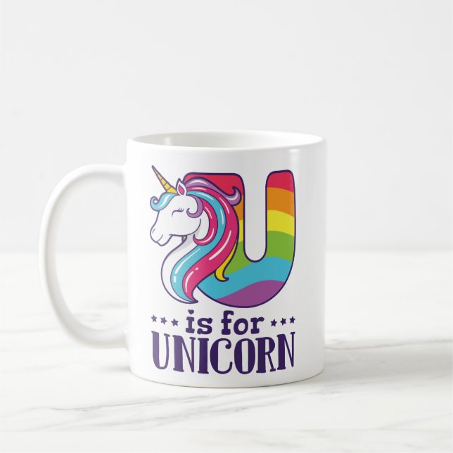 Caneca De Café U é para Unicorn Alphabet (Esquerda)