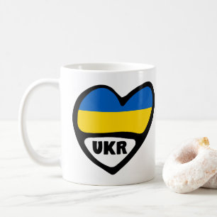 Caneca De Café Ucrânia Country Code Flag Heart, UKR