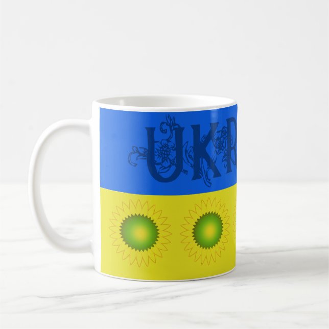 Caneca De Café Ucrânia Flag w Sunflower (Esquerda)