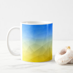 Caneca De Café Ucrânia padrão de malha geométrica azul amarelo