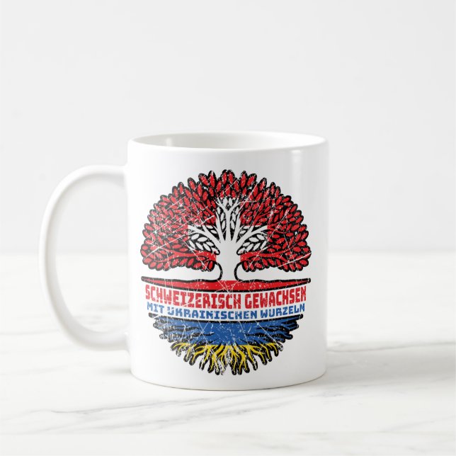 Caneca De Café Ucrânia Ucrânia Schweizer Schweiz Baum Wurzel (Esquerda)