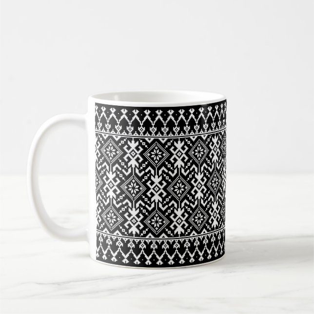 Caneca De Café Ucraniano Vyshyvanka: Fusão de Ornamento Étnico (Esquerda)