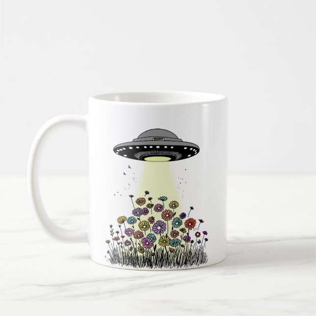 Caneca De Café UFO Sentindo Flores (Esquerda)