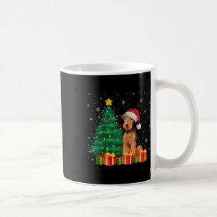 Caneca De Café Ugly Airedale Terrier Santa Hat Luzes De Natal D