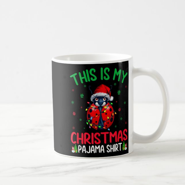 Caneca De Café Ugly Xmas Tree Lights Santa Ladybug Christmas Paja (Direita)