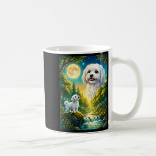Caneca De Café Uivando para a lua meme animal cachorro maltês