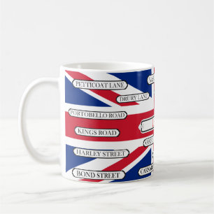 Caneca De Café UK Flag & London Famous Street Names