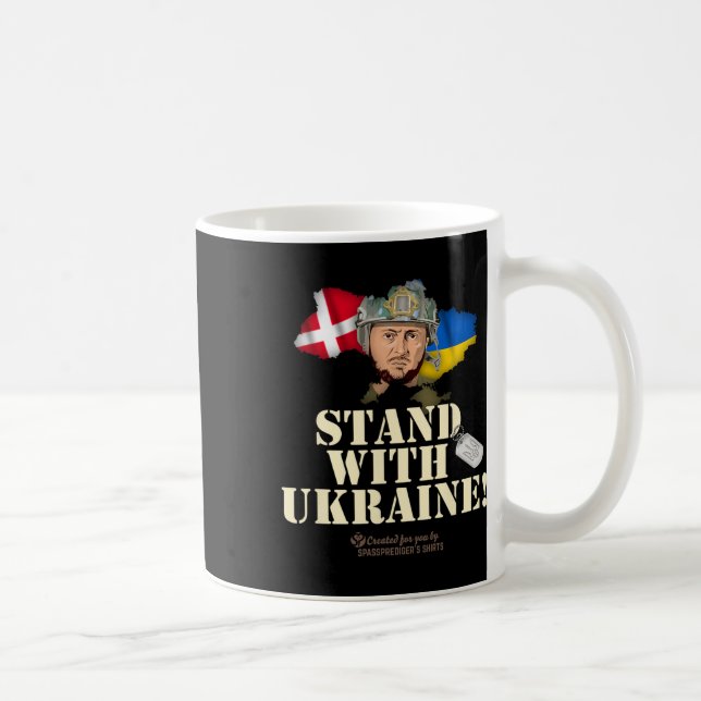 Caneca De Café Ukraine Denmark Flags Slogan Stand With Ukraine  (Direita)