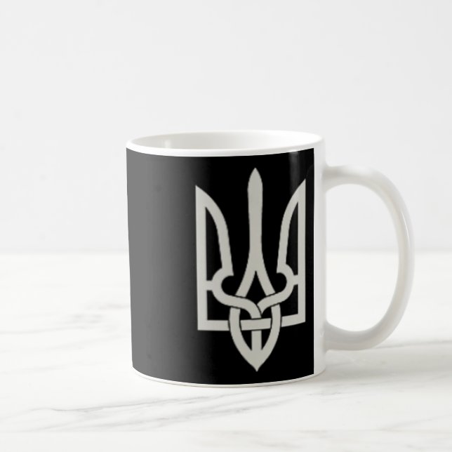 Caneca De Café Ukrainian Trident Emblem Save Ukraine Resist Slava (Direita)