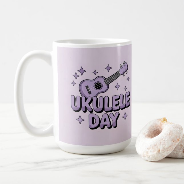 Caneca De Café Ukulele Day Mug (Com Donut)