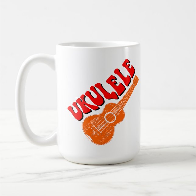 Caneca De Café Ukulele Groovy Text Art (Esquerda)