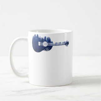 Caneca De Café Ukulele Guitar Floresta Silhueta Paisagem Árvores