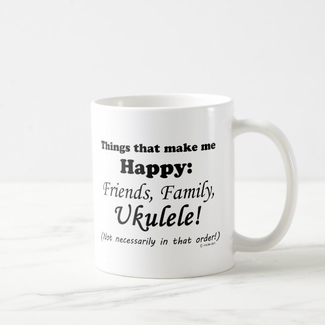 Caneca De Café Ukulele me deixa feliz (Direita)