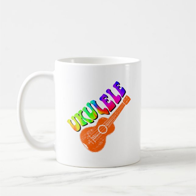 Caneca De Café Ukulele Tie Dye Groovy Art (Esquerda)