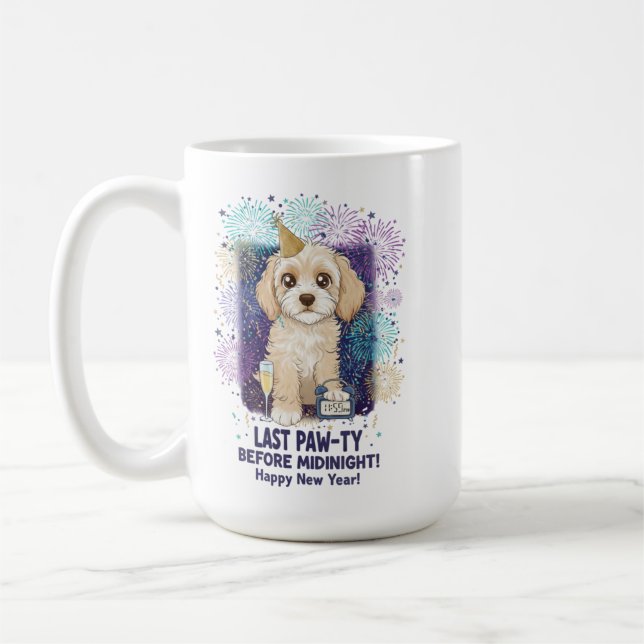 Caneca De Café Última Festa das Patas do Cockapoo 2026! Feliz Ano (Esquerda)