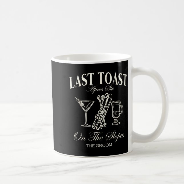 Caneca De Café Último brinde nas encostas solteiro esquiando noiv (Direita)