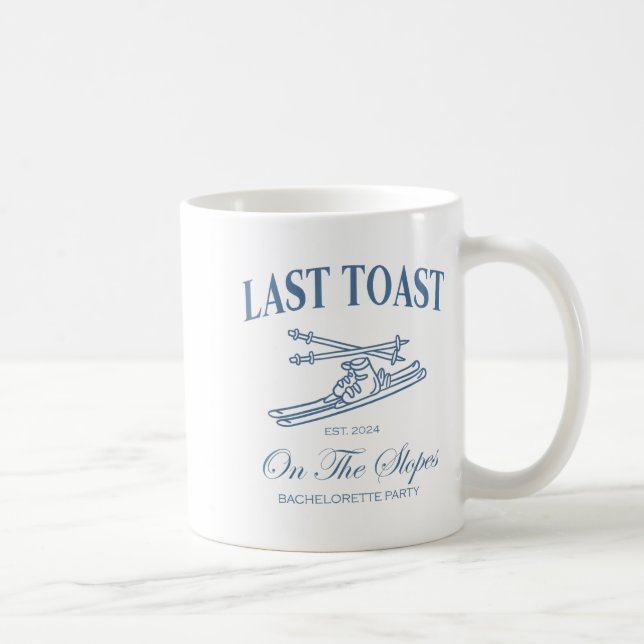 Caneca De Café Último brinde nas encostas solteiro esquiando noiv (Direita)