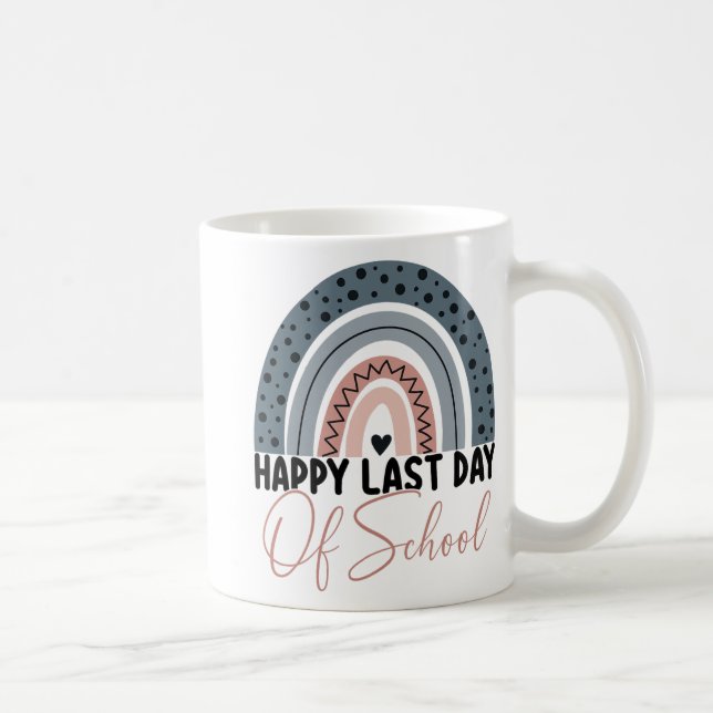 Caneca De Café Último Dia de Professora Formado Em Arco-Íris (Direita)