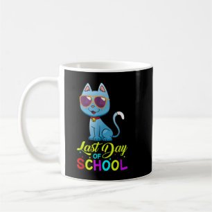 Caneca De Café Último Dia De Professores De Escola Verão Com Cat