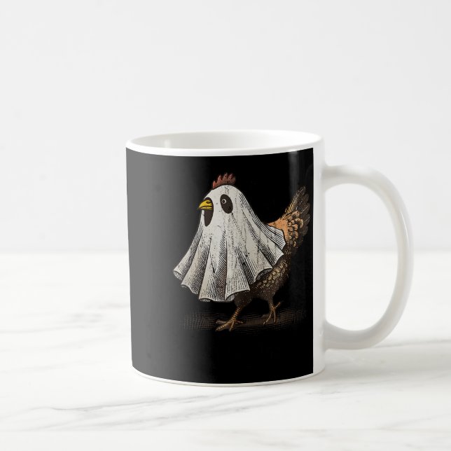 Caneca De Café Ultrygeist Chicken, Chicken Ghost, Funny Halloween (Direita)