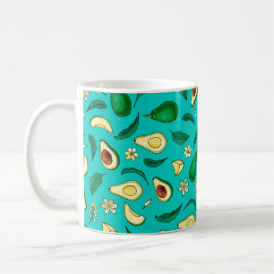 Caneca De Café Um abacate realista. Um padrão perfeito. Exótico