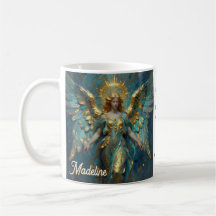 Um Anjo de Ouro e Turquesa Personalizado