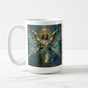 Caneca De Café Um Anjo Personalizado de Ouro e Turquesa Adorável