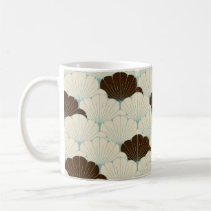 Caneca De Café um azulejo sem costura no estilo japonês com folh
