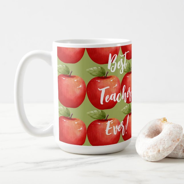 Caneca De Café Um bando de deliciosos Red Apple Best Teacher (Com Donut)