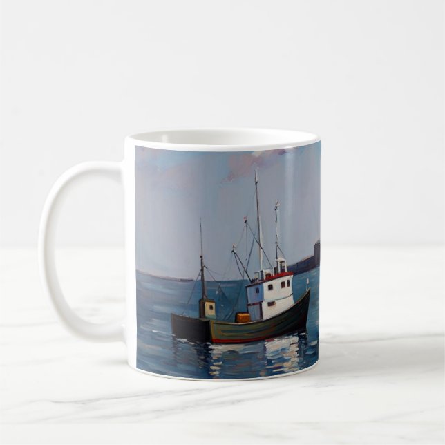 Caneca De Café Um Barco No Porto (Esquerda)