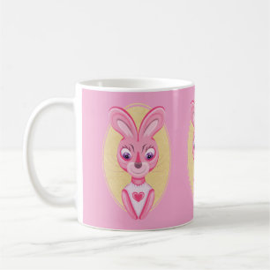 Caneca De Café Um belo desenho animado de menina coelhinha