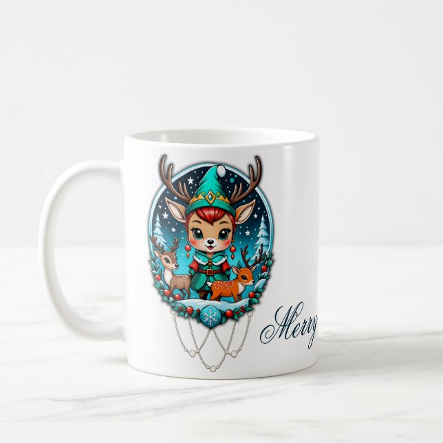 Caneca De Café Um belo estilo cartoon rener elf (Esquerda)
