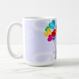 Caneca De Café Um buquê de balões de papel em forma de coração