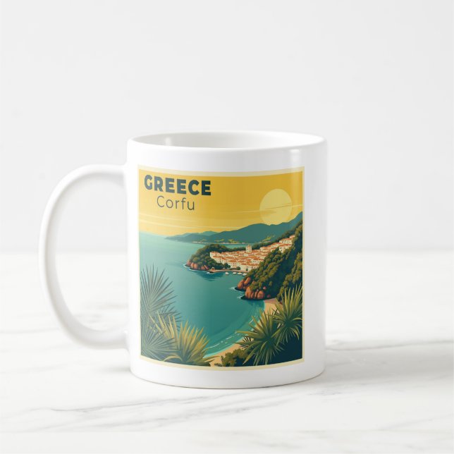 Caneca De Café Um Cartaz de Viagem Clássico Nostálgico – Grécia C (Esquerda)